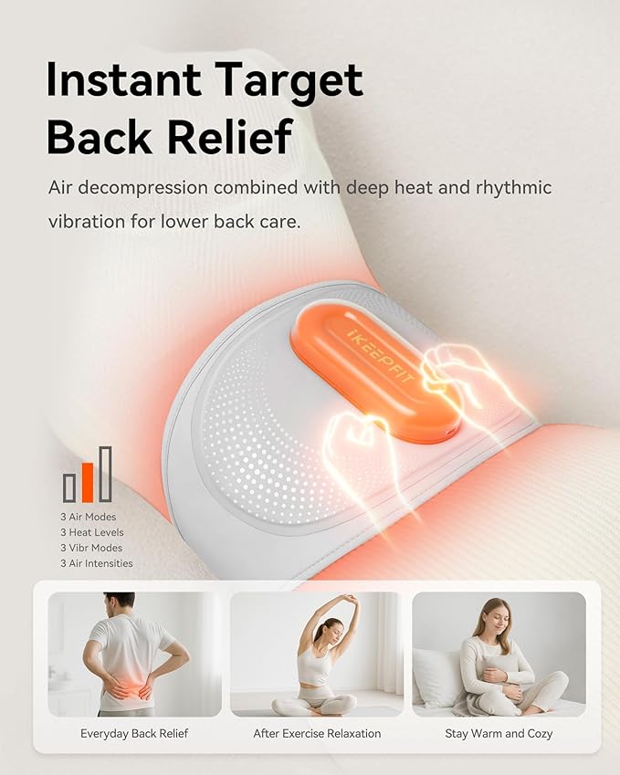 Back Massager for Pain Relief Deep Tissue with Heat & Air Compression, [2026 Upgraded] Portable Cordless Heating Pad with Vibration & AirInflate Lumbar Support, MAXwarm 5.0, Gift Men Women