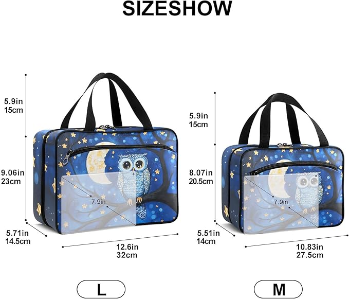Fustylead Owl Birds on Branch in Night Sky Oil Painting Travel Medicine Organizer Bag Home Storage First Aid Kit Large Pill Case with Zipper for Pill Bottle, Vitamins, and Medical Supplies