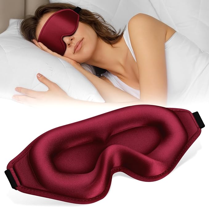 Sleep Mask | 99% Fully Block Out Light Eye Sleep Mask | Long Lash Extension | 3D Deep Contoured Eyes Cover Zero Pressure | Adjustable Straps | Sleep Travel Home Nap Rest Women Men (Red)