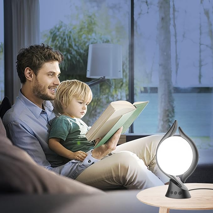 Voraiya Light Therapy Lamp 10000 Lux, UV-Free Therapy Light with 5 Brightness, 3 Color Temperature, 4 Timer, Memory Function, Full Spectrum, Bright Seasonal Sun Light Lamp for Bedroom, Office (Black)
