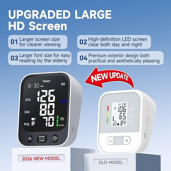 Blood Pressure Monitor【2026 New Upgrade】 Accurate Upper Arm Blood Pressure Cuff for Home Use,Automatic Digital BP Monitors with Wide Range Cuff，Adjustable Large BP Cuff(8.6"-16.5"),2 * 199 Memory