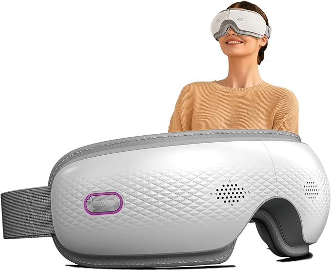 SKG Eye Massager with Heat & Music, Valentine's Day Gifts for Her Him, Foldable Sleep Mask for Migraine & Eye Strain, 5 Massage Modes for Tired Eyes Relax, Birthday Gifts for Dad, Mom, Men, Women