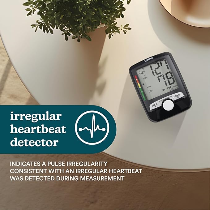 HoMedics Upper Arm Blood Pressure Monitor, Automatic BP Monitor with Easy One-Touch Operation, Stores up to 180 Readings (90 Per User), Includes One Blood Pressure Cuff and 4 AAA 1.5v Batteries