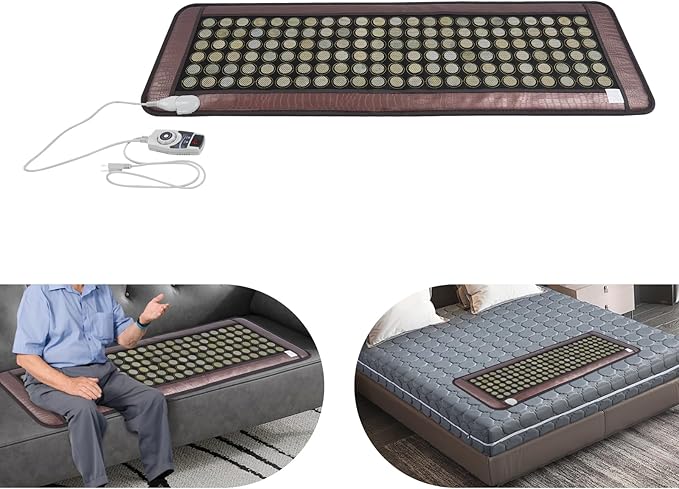 20 x 59 Inch Infrared Heating Pads for Full Back, 138 Pieces Natural Jade Electric Heating Pad for Back Neck Shoulder Fast Pain Relief (Coffee)