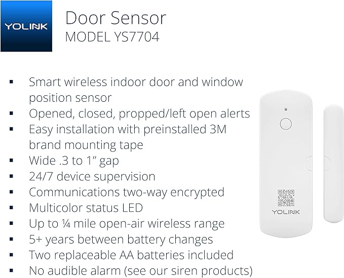YoLink LoRa Smart Door Sensor Starter Kit: SpeakerHub Audio Hub & (3) Door Sensors - Up to 1/4 Mile Open-Air Range, Door Left-Open Reminders, up to 5 Year Battery Life, Alexa, IFTTT, Home Assistant