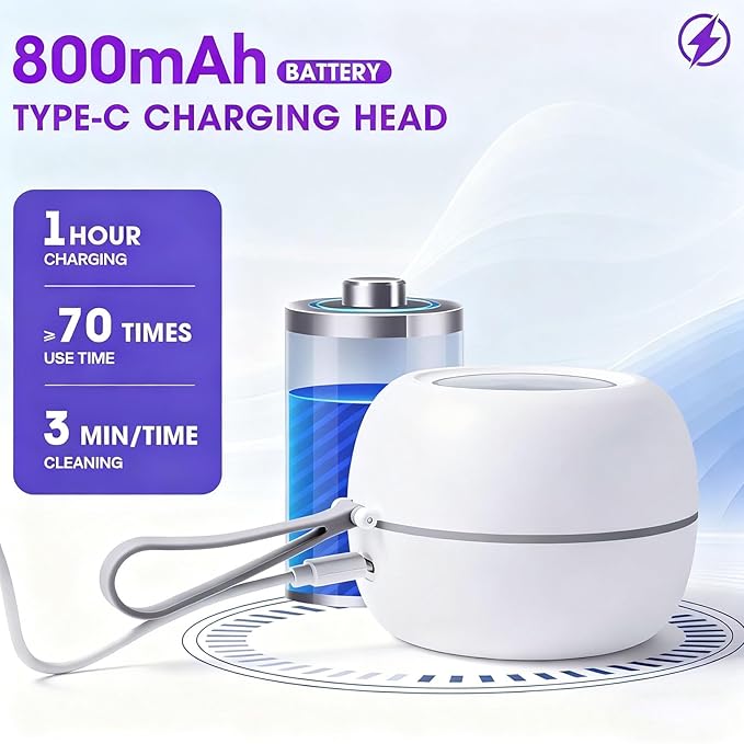 Portable Pacifier Sterilizer Box, USB Rechargeable Sterilize Case, 3-Minute High Efficiency Cleaning for Baby Pacifiers On The Go