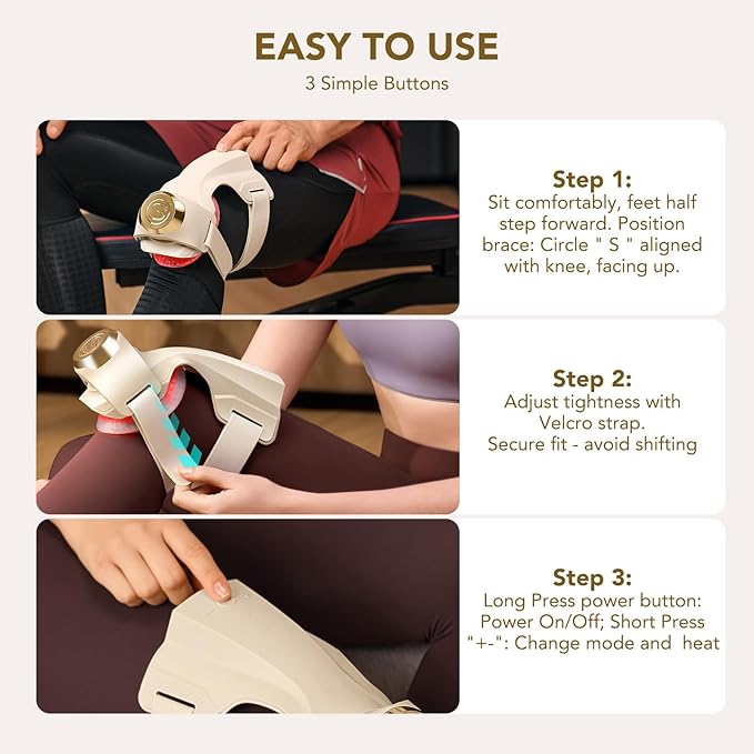 SKG Knee Massager with Heat for Pain Relief with Vibration for Joint Comfort, Cordless Heated Knee Brace with 5 Massage Modes and 3 Heating Levels, Perfect for Women Men Mom Dad, WS500