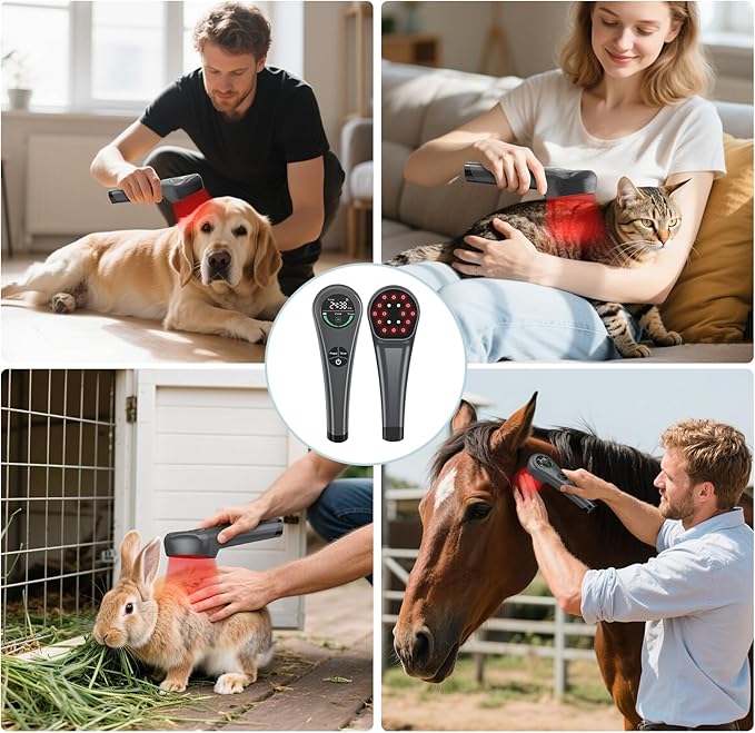 Dog Red Light Therapy Device, 650nm & 808nm Near Infrared Red Light Therapy Wand for Human and Pets, Portable Handheld Red Light Therapy for Joint, Muscle