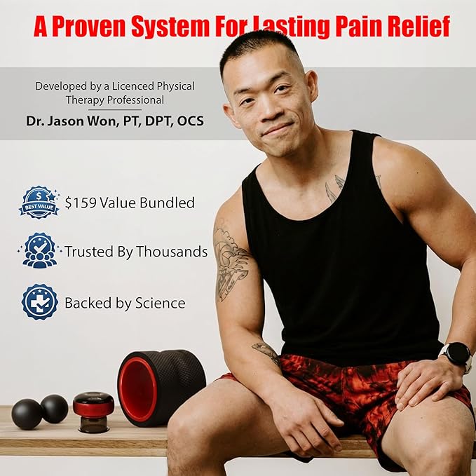Cupping Therapy Set w/Electric Cupping Machine, 6" Massage Wheel, Peanut Massage Ball – Deep Tissue Massage Tools for Back Pain Relief, Red Light Function, Muscle Recovery