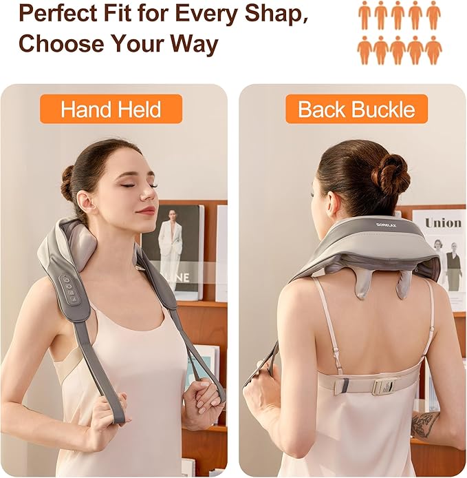 Neck Massager for Pain Relief Deep Tissue, Shiatsu Neck and Back Massager With Heat, Electric Massage Pillow for Shoulder Leg Body Muscle Pain Relief, Gifts For Women Men Mom Dad (Black【with bag】)