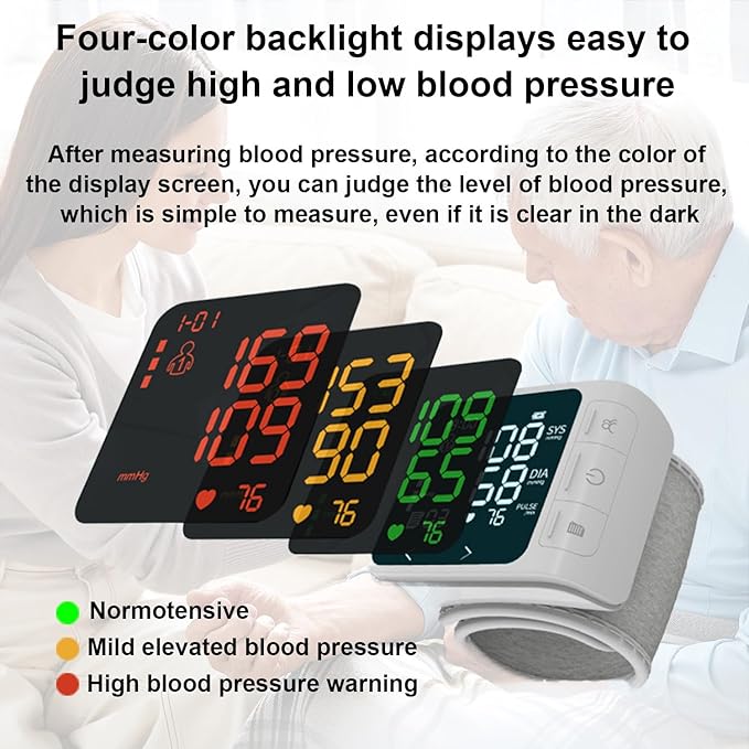 huangirl Wrist Blood Pressure Monitor | Wrist Blood Pressure Monitors for Home Use | Automatic Blood Pressure Monitor Wrist Blood Pressure Cuff with 2 Users Memory LCD Display Hypertension Alarm