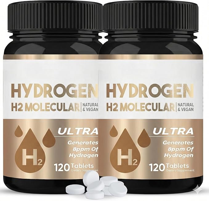 Hydrogen Water Tablets for Focus, Mental Clarity & Energy, 2 Bottles (240 Tablets Total)
