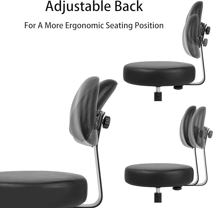 TAKE UR SEAT® Economical Multi-Purpose Medical Spa Drafting Stool with Adjustable seat and Back Height. Advanced Fabric seat Cover is Easy to Clean. Glide (Med. Bench Height Black)