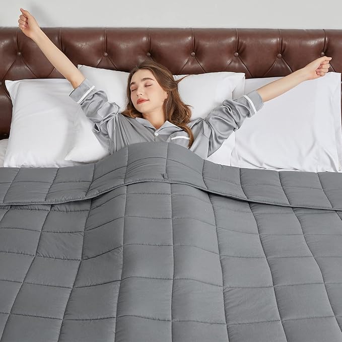 CYMULA Weighted Blanket for Adults (20lbs 80"x87" King Size) - Cooling Breathable Heavy Blankets for Summer Winter - Ultra Microfiber Soft Comfort Blanket with Glass Beads - Gifts for Men/Women