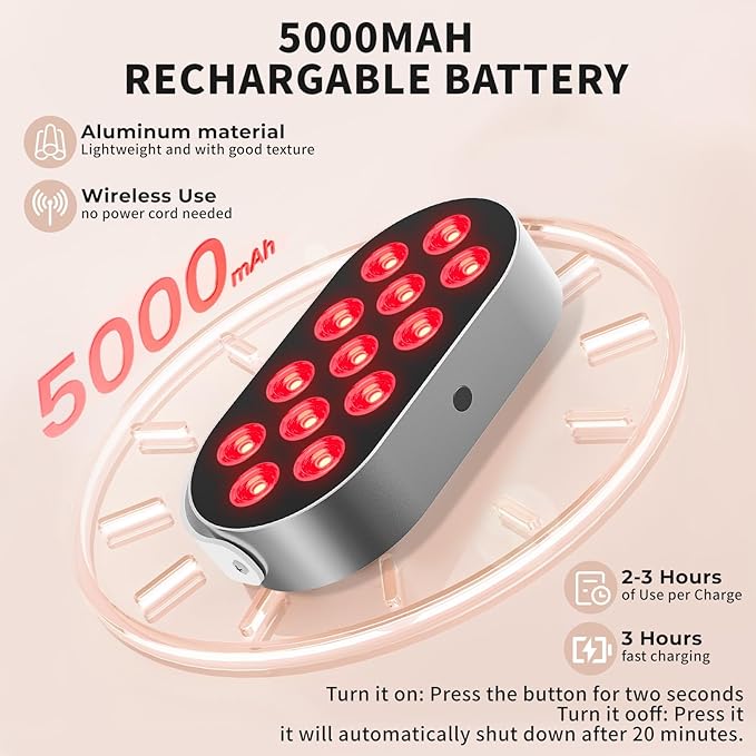 Red Light Therapy Box, 13pcs 2in1 LED with 660&850, Aluminum Alloy, Red Light Panel with Soft Belt, Rechargeable 5000mA (13 LEDs) Red Light Therapy Panel for Body
