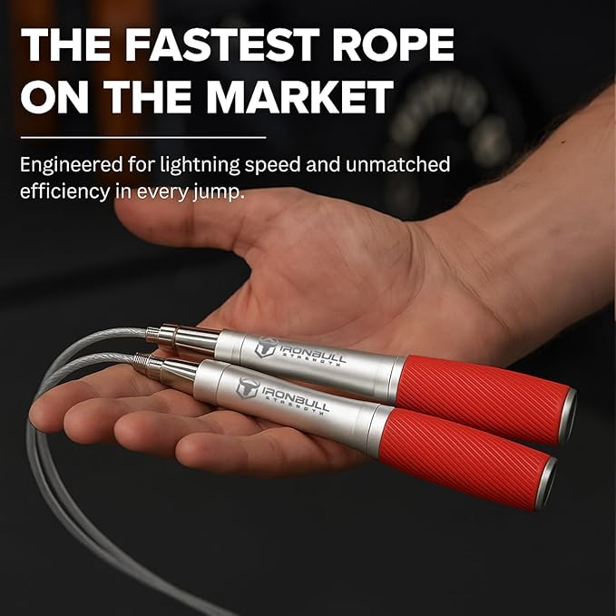 Jump Rope for Men & Women - Ultra-Fast, High Speed Jump Rope - Self-Locking Screw-Free Design with Aluminum Handles and Silicone Textured Grips - Precision Engineered for Maximum Performance - Skipping Rope for Workout Fitness, Cross Training & Home Ex...