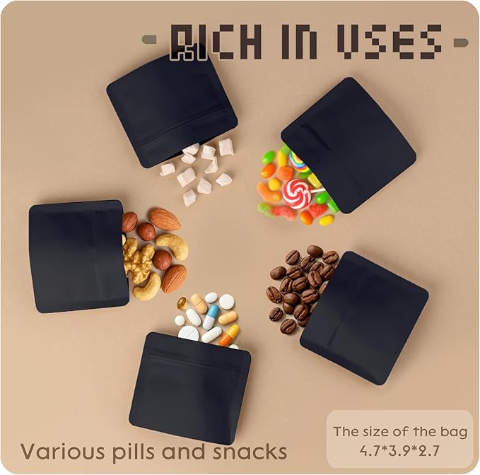 Reusable 7-Day Pill Pouch Set, Durable Multi-Purpose Travel-Sized Baggies, Light Blocking Medicine Bags with 166 Pet Stickersn, Silicone Storage, Clear, BPA Free(Black)