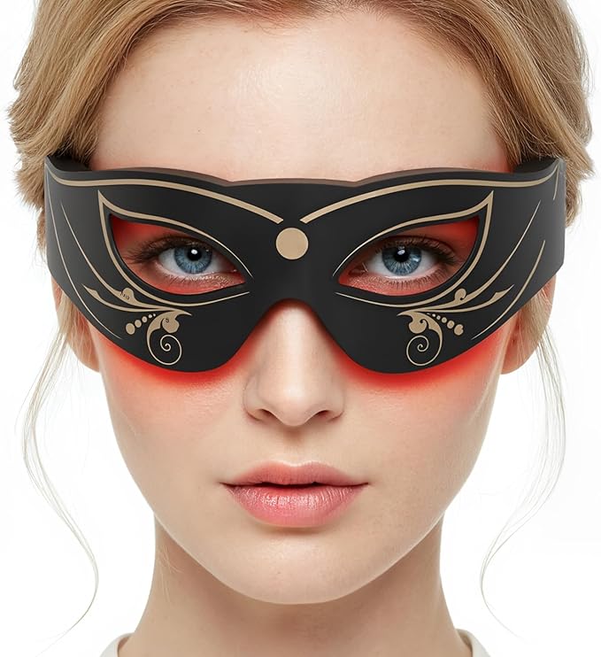 LED Eye Mask, Red Light Therapy for Eyes, Under Eye Red Light Therapy Device for Dark Circles, Puffy Eyes, Eye Bags & Fine Lines, Eye Care for Men and Women with Velcro Straps and Eye Protection
