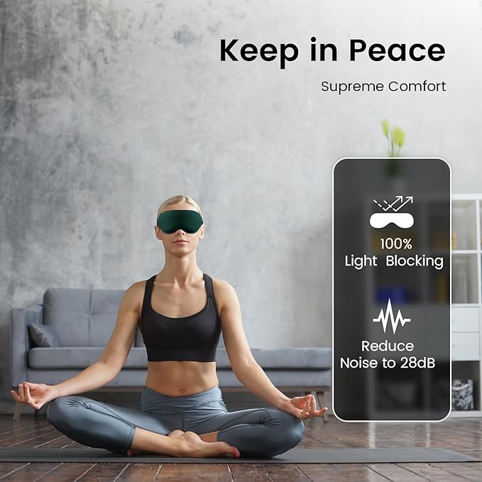 Audree Ear Plugs-Sleep Eye Mask - Super Soft Silicone Earplugs with Cotton Sleep Mask for Sleeping | Noise Reduction Earplug/Light Blocking Sleep Mask for Gift, Napping, Meditation, Green