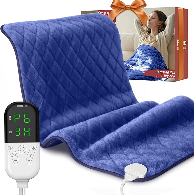 Heating Pad for Back Pain & Period Cramps - King Size 35" x 20" Electric Heating Pad, Adjustable Temperature Settings with Timer and Auto Shut-Off, Machine Washable, Soft Velvet, Gifts for Women & Men