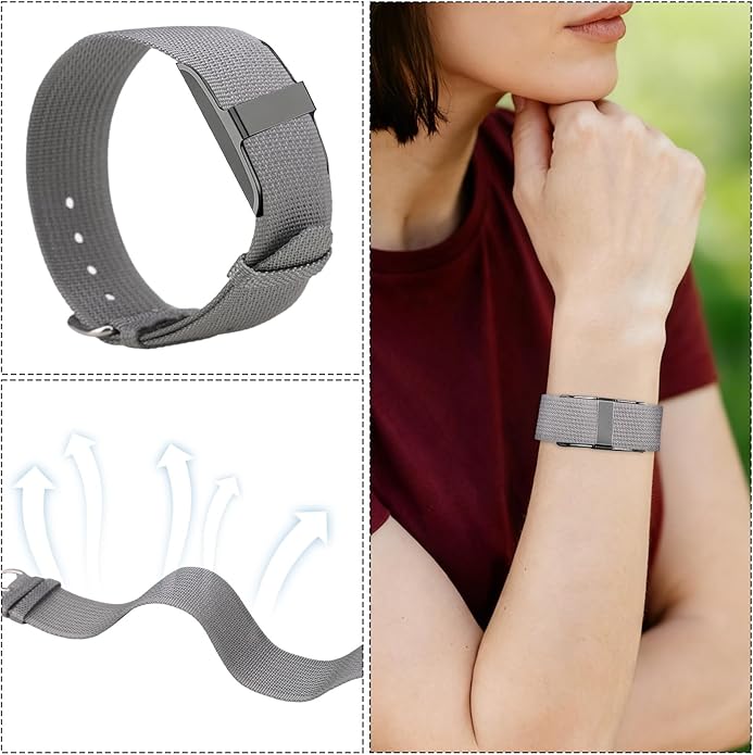 Replacement Nylon Loop for Hume Band, Soft Breathable Woven Wristband with Adjustable Metal Buckle for Hume Health Band Fitness Tracker All-Day Comfort Wear
