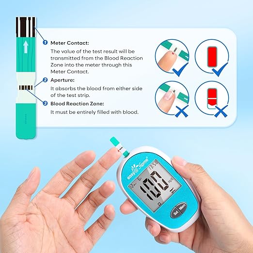 Easy@Home Wireless Glucose Monitor Kit - Blood Sugar Testing Kit with Free App GlucoseEase Includes 100 Glucometer Strips and 100 Blood Lancets, Large Display Diabetes Testing Kit