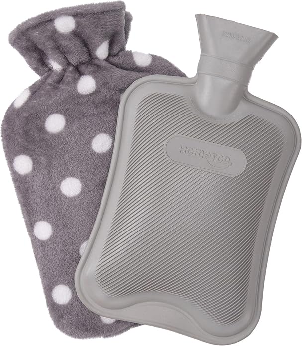 HomeTop Premium Classic Rubber Hot or Cold Water Bottle with Soft Fleece Cover