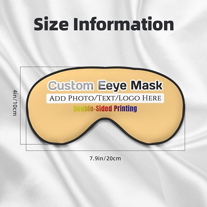 Custom Eye Mask for Sleeping Personalized Your Photo Text Logo Adjustable Strap Sleep Mask Customized Soft Blindfold Eyemask Blackout Eye Cover for Men Women Home Travel Offices Yellow Haze