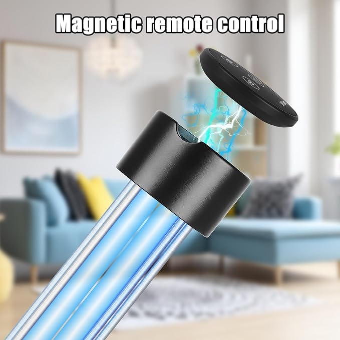 60W UV Light Sanitizer,Ozone-Free Home Disinfection Device for Haloclean UV,254nm UVC Lamp Odor Eliminator for Whole Room,Ultraviolet Light with 3-Speed Timing and Remote