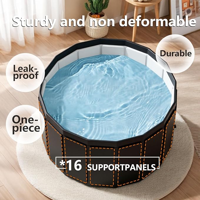 Portable Bathtub for Adult, Foldable Soaking Bathtub for Hot SPA&Ice Bath, Foldable Small Bathtub collapsible bathtub for Bathing, 6-layer Insulated portable tub,Space-Saving (black 25.9X41.3 IN)