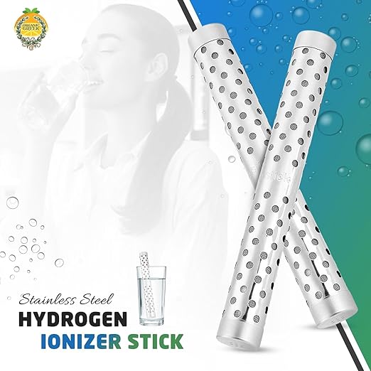 Alkaline Hydrogen Water Ionizer Stick – Stainless Steel Portable pH Booster & Mineral Water Enhancer by Organic Greek®
