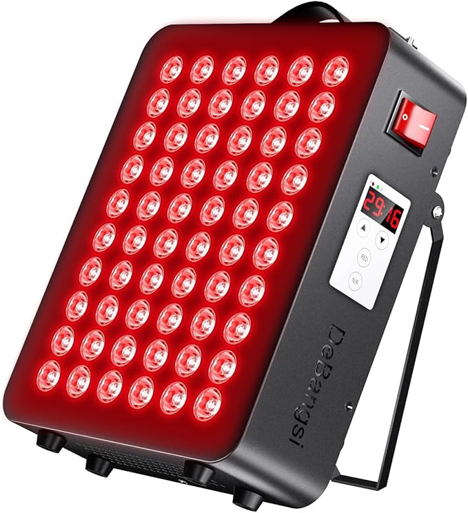 Red Light Therapy, Dual Chip Clinical Grade with 60 LEDs Device, High Power Near-Infrared Panels at 660nm/850nm, Timer Function for Body, Pain Relief, Face, Improve Sleep, Skin Health, (Black)