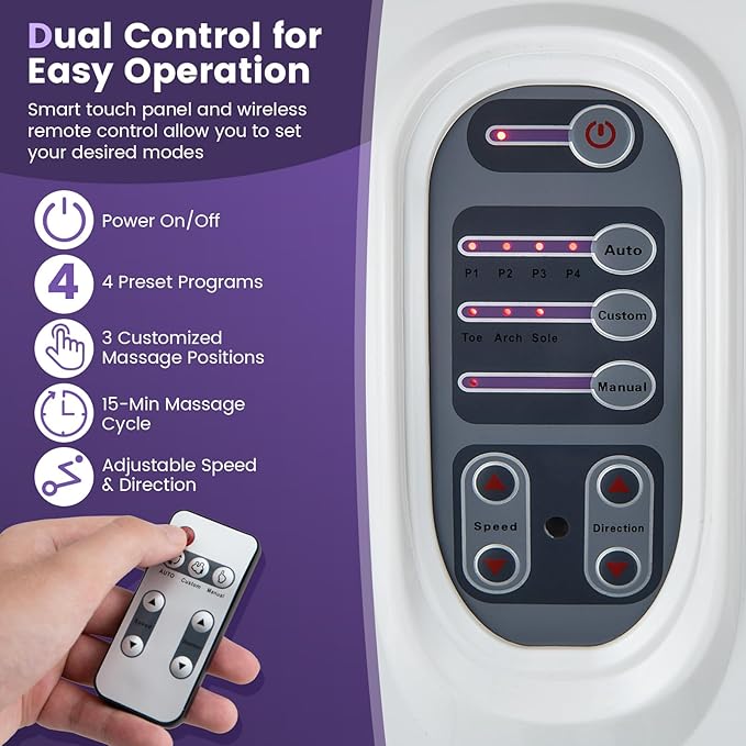 Giantex Shiatsu Foot Massager Machine for Feet, Leg Calf Ankle, Relieve Pain, Spa Gift Deep Kneading Rolling Massage, Electric Shiatsu Feet Massager w/Remote, 4 Modes, White