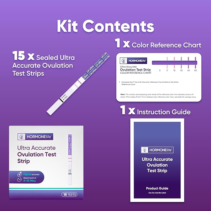 Ultra Accurate LH Ovulation Test Strips – Predict Fertile Window with LH Level Tracking, Easy Home Use, 15 Tests