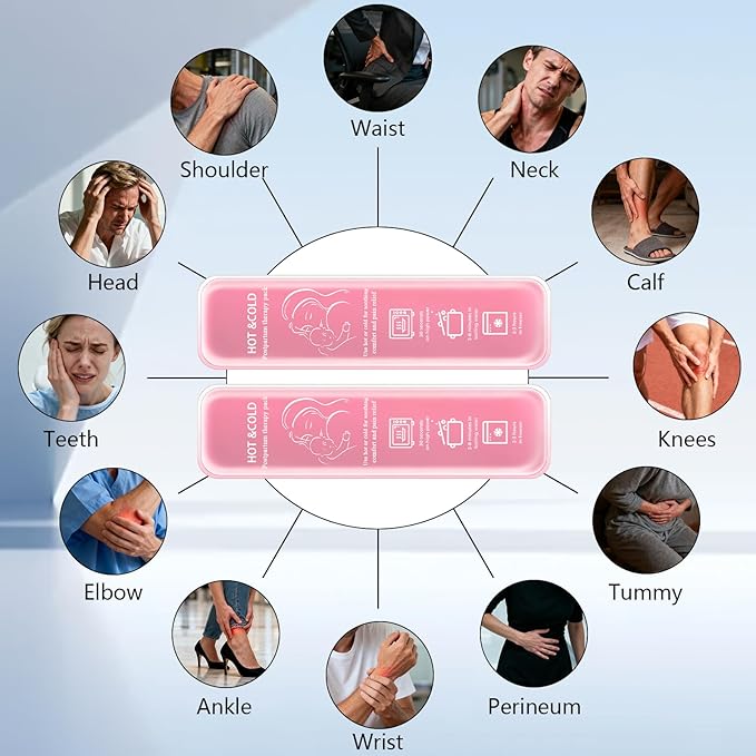 Postpartum Cold Pack, Perineal Cooling Pad Pregnancy & Hemorrhoid Pain Relief, Postpartum Ice Pack Pads with 2 Washable Sleeves (2 ice Pack+2 Fabric Cover) (Pink)