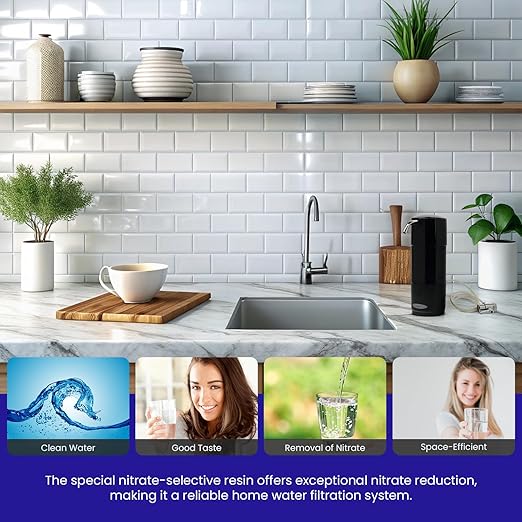 Nitrate Removal | Smart Classic Countertop Water Filter System | Black | Crystal Quest