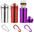 Keychain Pill Holder for Nitroglycerin, 3 Pack Mini Waterproof Portable Travel Purse Pocket Pill Case, Keychain Fob Container for 25ct Nitro/Nitroglycerin Bottle (3pcs-Silver + Red + Purple)