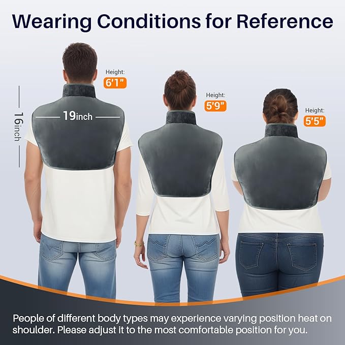 Comfytemp Weighted Heating Pad for Neck and Shoulders, Heating Pads for Back, Wearable Electric Heating Pads, Adjustable Heated Wrap with Auto-Off, Birthday Gifts for Women Men Mom & Mom Day Gifts