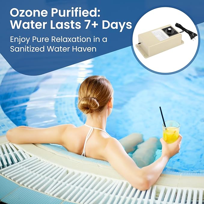 2000mg/h Ozone Generator Cold Plunge with Timer, Ozone Generator Water Keep Cold Plunge, Ice Bath, Spa, Hot Tub, Pool Clean and Fresh for Long Time