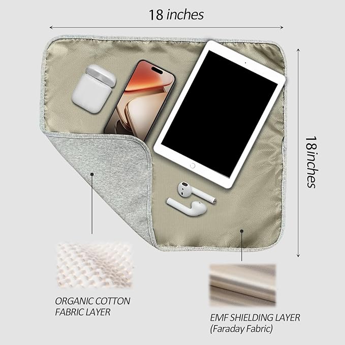 EMF Protection for Cell Phone - EMF Blanket Blocker with Faraday Fabric Cloth for Shield Protection While Using Your Laptop and Phone