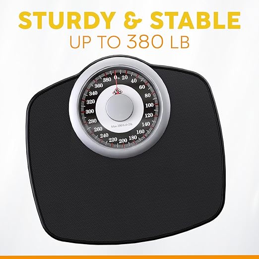Zeno A25 Scales for Body Weight - Up to 400 LB - New - 5.3" Dial on 12.4" x 10.2" Platform - Anti-Skid Rubber Surface - Bathroom Scale Analog - Durable with 20-Year Assurance