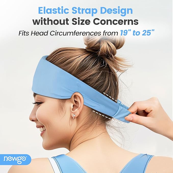 NEWGO Migraine Relief Cooling Headband with Washable Cover, Stylish Cold Head Wrap Forehead Ice Pack for Headaches, Hot Weather, Tension, Hangover