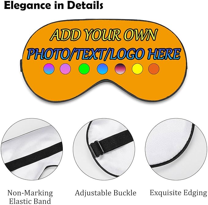 Personalized Eye Mask, Custom Eyeshade Blindfold Add Your Design Image Text Customized Eye Cover with Adjustable Strap for Sleeping Travel Work Naps Blocks Light, Croci