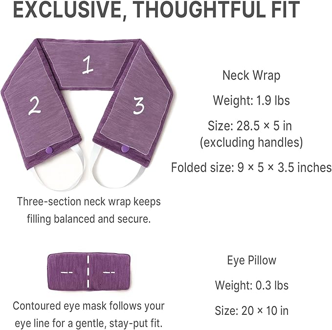Microwave Heating Pad for Neck – Microwavable Neck Wrap & Eye Mask Set for Neck Pain Relief, Moist Heat Therapy Lavender & Himalayan Salt, Reusable Hot Cold Pack – Relaxation Self-Care Gift for Women