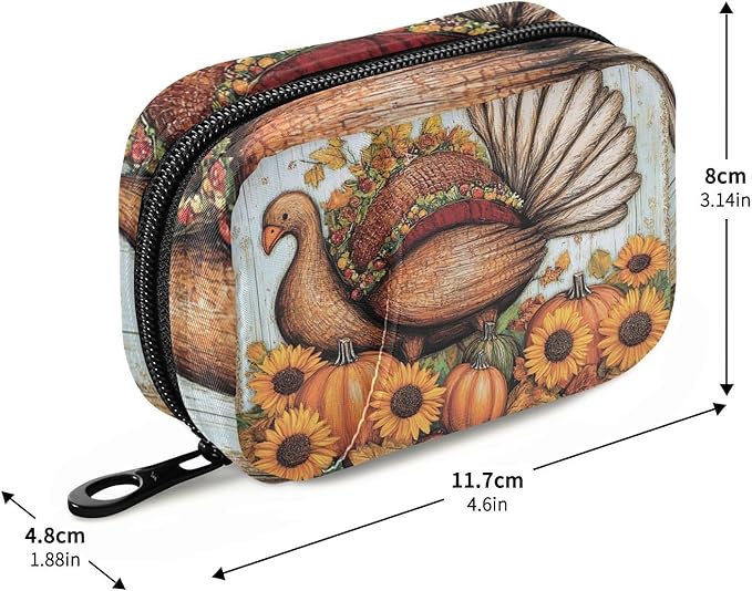 Travel Pill Case Happy Thanksgiving Weekly Small Pill Box 7 Day Pill Box Pill Organizer Bag