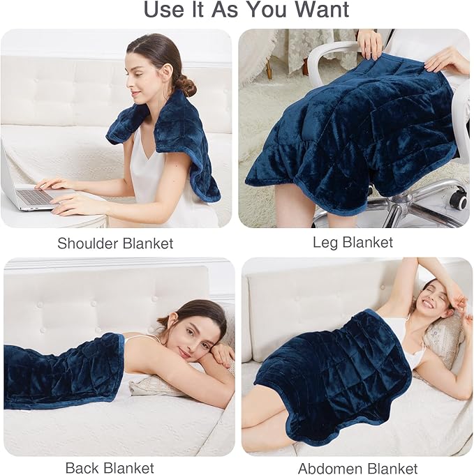 Alomidds Weighted Blanket 7lbs for Adults, Cozy Breathable Weighted Lap Blanket, Small Weighted Blanket Travel, Weighted Lap Pad for Relaxing, Sleeping, Navy, 29" x 24"