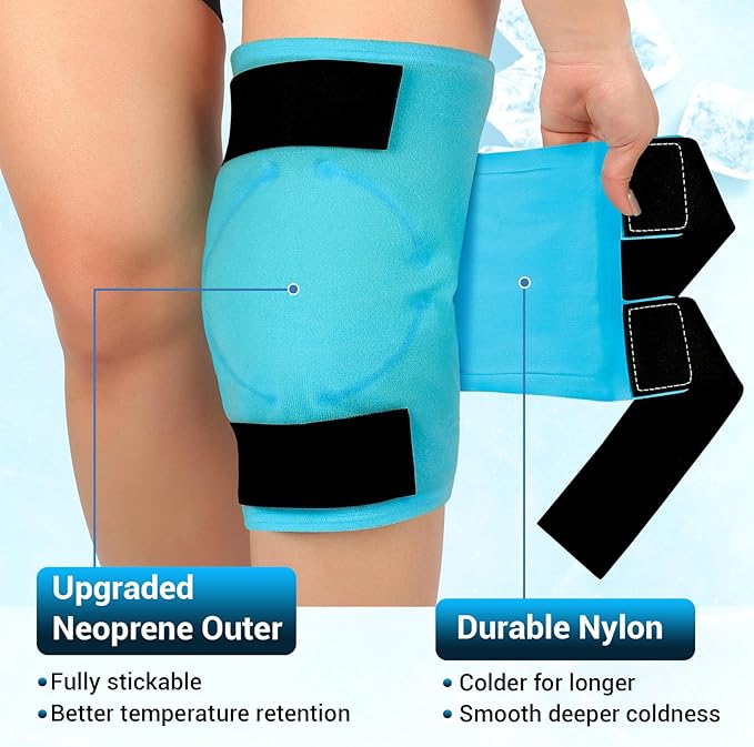 Comfytemp Large Knee Ice Pack Wrap Reusable Gel, Knee Cold Compress Brace for Injury, Pain Relief, Replacement Recovery, Arthritis, ACL, After Surgery, Running Essential, 23.6"x11.8"