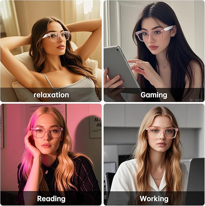 Smart Glasses for Women, Blue Light Filtering Lenses，Bluetooth 5.3, Audio & Mic, Intelligent Touch,Open-Ear Clear Sound Audio Glasses with Bluetooth, Ultralight Comfortable Design for Working.