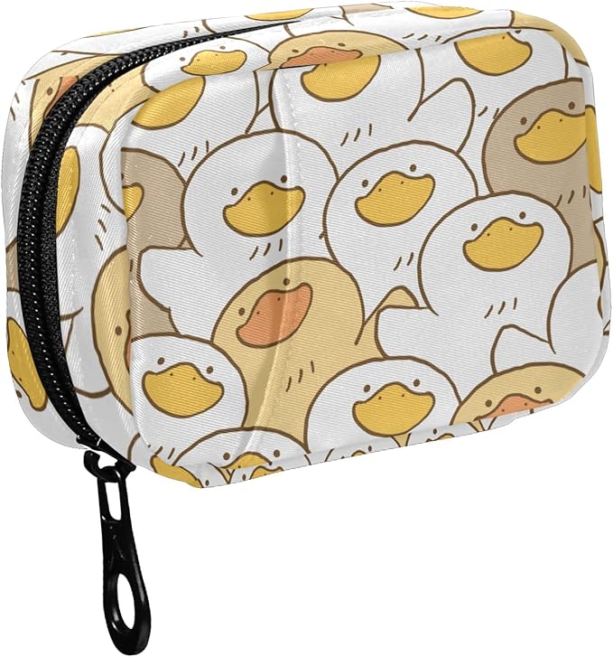 Fustylead Cute Cartoon Duck Travel Pill Organizer Case Zipper for Purse with Removable Weekly Pill Box for Medicine, Vitamin, Supplement Medicine Organizer
