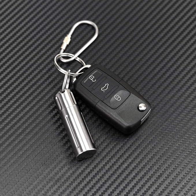 SHD Pill Holder Keychain,Titanium Waterproof Single Pill Box Container,Portable Small Pill Case for Outdoor Travel Camping